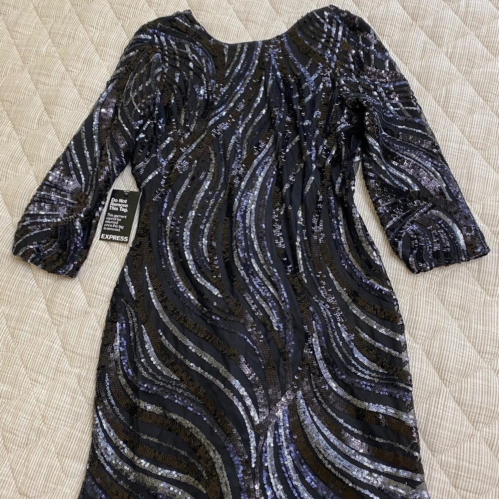 Express sequin mini dress with sleeves